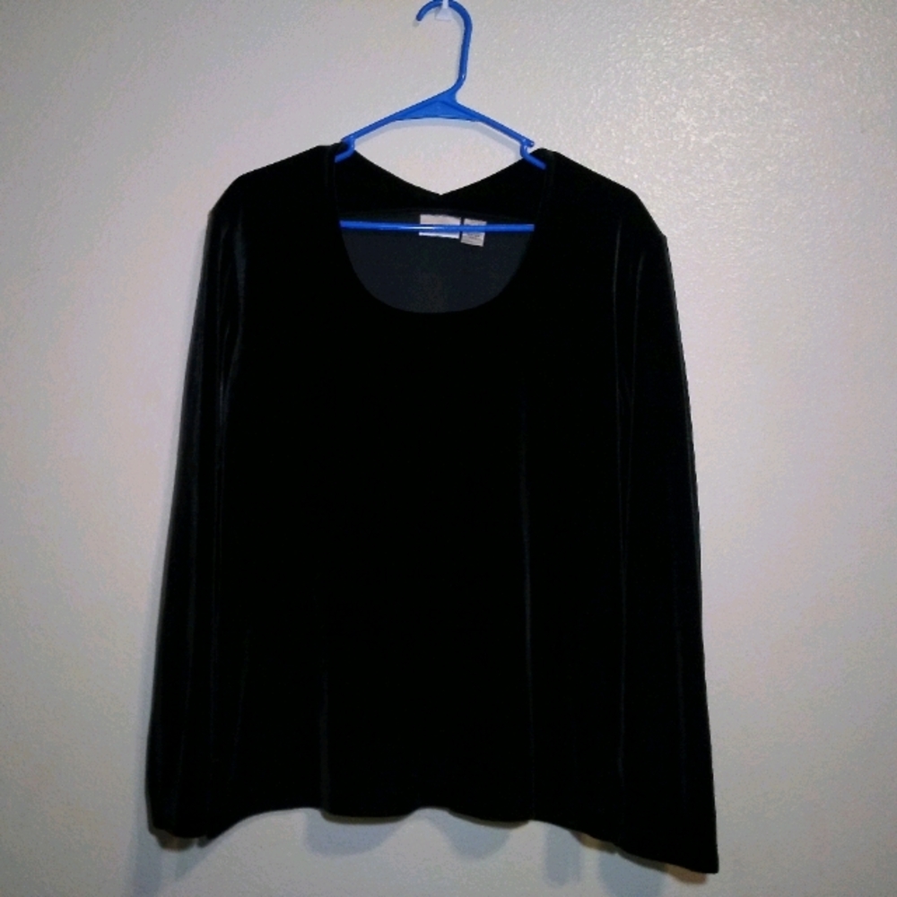 Chico's Black Velvet Blouse Size 2 (L)